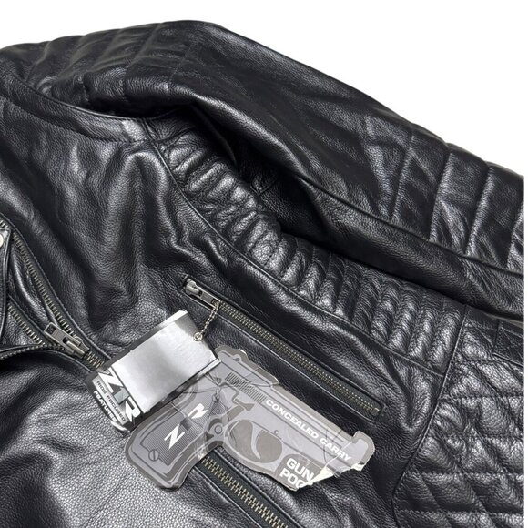 Z1R Genuine Leather Motorcycle Biker Zip-Off Sleeves Vest Bomber Jacket NWT 3XL - Picture 7 of 8